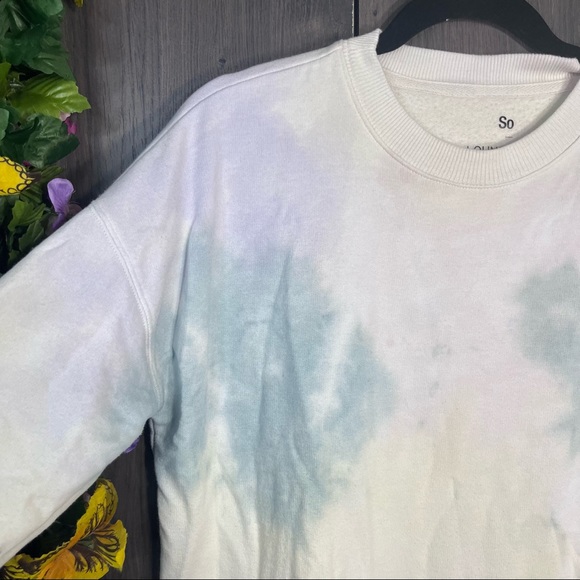 ₽💙2/$40💙SO Lounge Life Crew Neck Tie Dye Printed Oversize Sweatshirt Sz Small - Picture 7 of 16